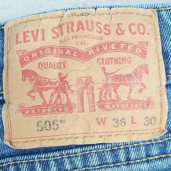 Levi's 505 jeans men's 36x26 regular fit blue stretch denim pants - Picture 11 of 13